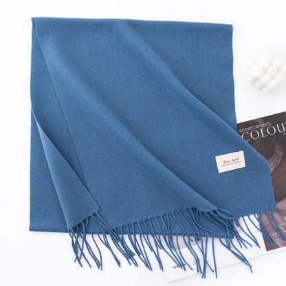 Fall and winter warm Plain scarf &shawl for women Morandi color with Fringed Edges