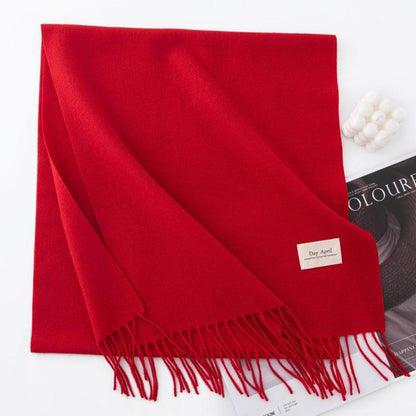 Fall and winter warm Plain scarf &shawl for women Morandi color with Fringed Edges