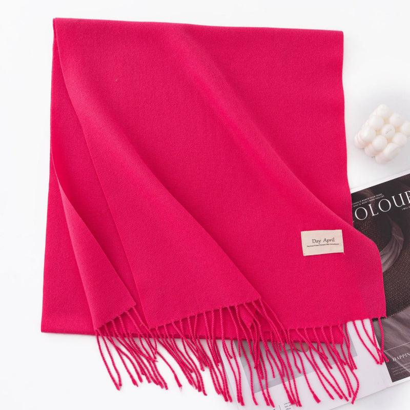 Fall and winter warm Plain scarf &shawl for women Morandi color with Fringed Edges