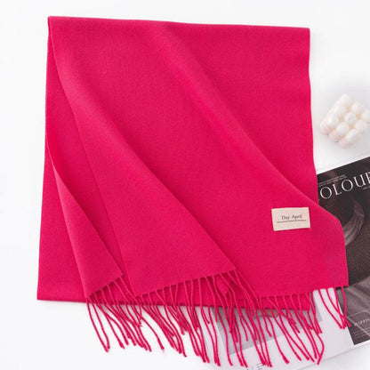 Fall and winter warm Plain scarf &shawl for women Morandi color with Fringed Edges