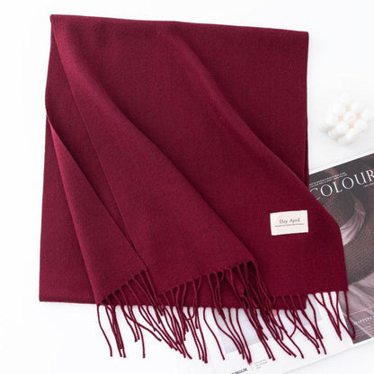 Fall and winter warm Plain scarf &shawl for women Morandi color with Fringed Edges