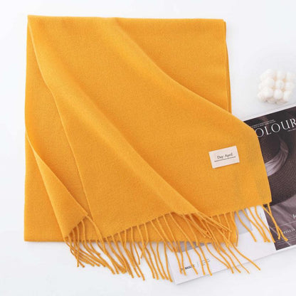 Fall and winter warm Plain scarf &shawl for women Morandi color with Fringed Edges