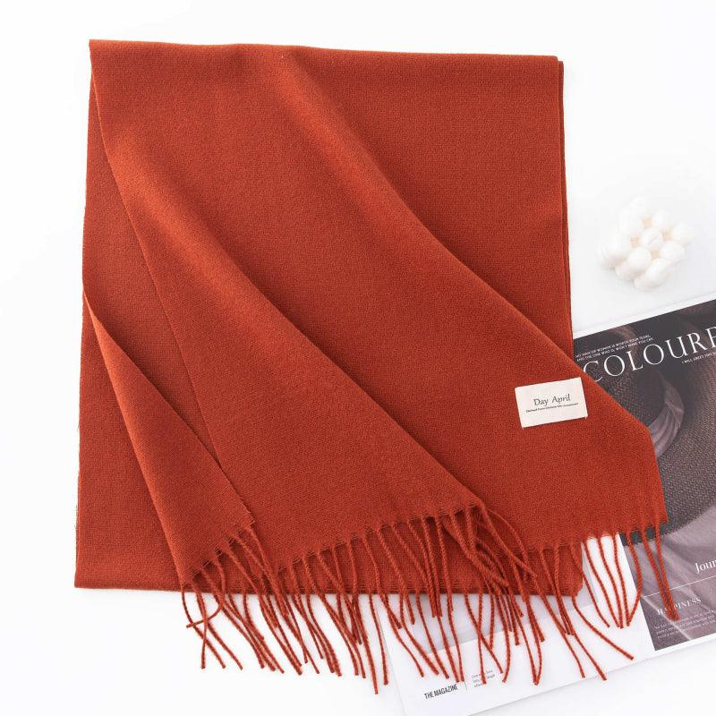 Fall and winter warm Plain scarf &shawl for women Morandi color with Fringed Edges