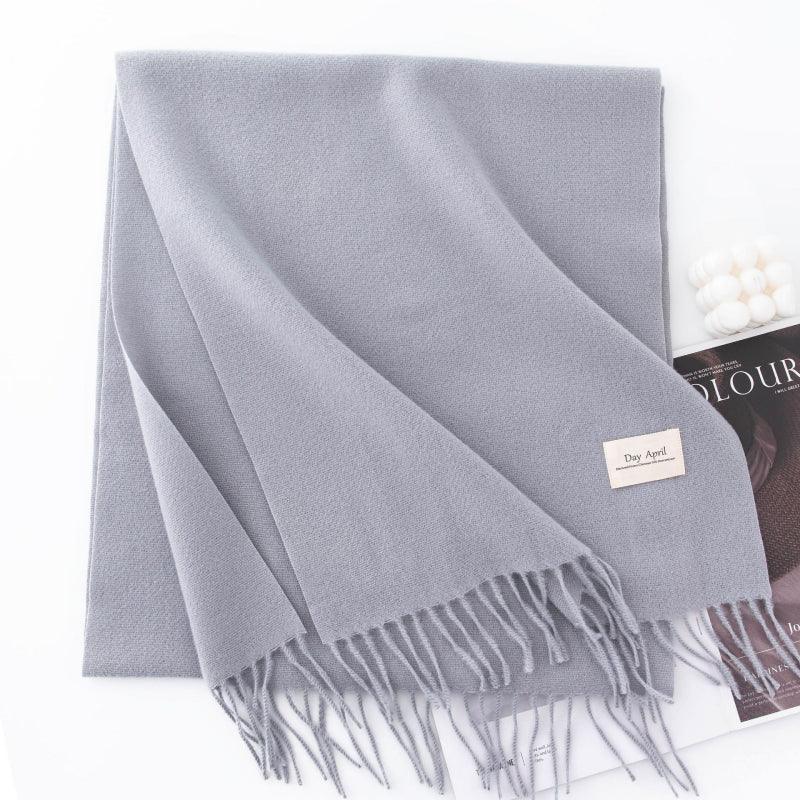 Fall and winter warm Plain scarf &shawl for women Morandi color with Fringed Edges