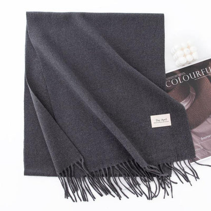 Fall and winter warm Plain scarf &shawl for women Morandi color with Fringed Edges