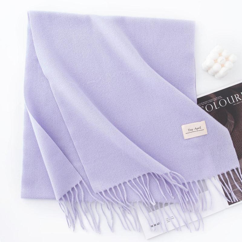 Fall and winter warm Plain scarf &shawl for women Morandi color with Fringed Edges