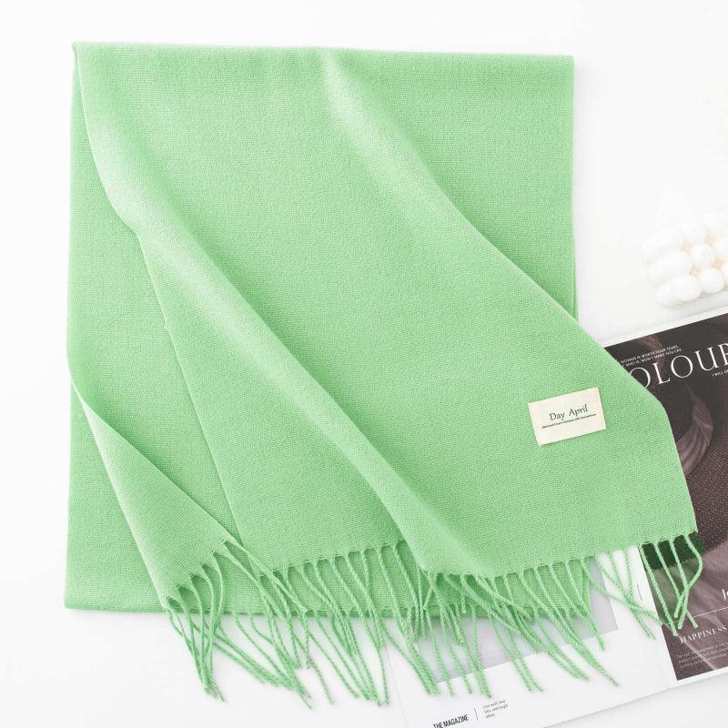 Fall and winter warm Plain scarf &shawl for women Morandi color with Fringed Edges