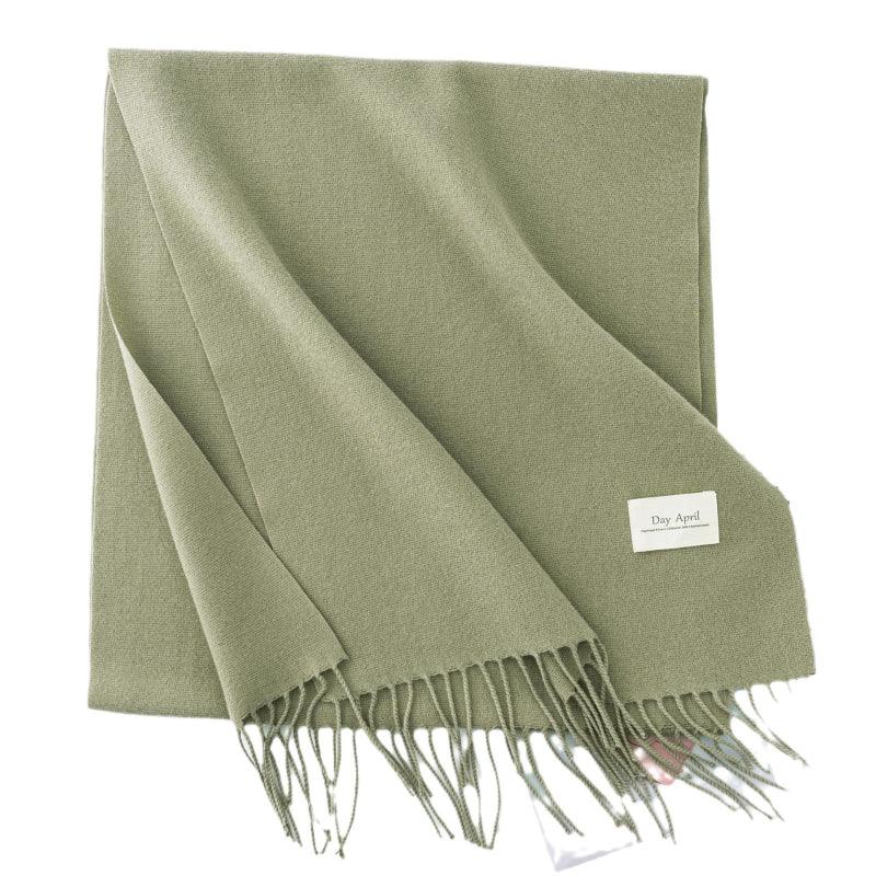 Fall and winter warm Plain scarf &shawl for women Morandi color with Fringed Edges