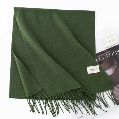 Fall and winter warm Plain scarf &shawl for women Morandi color with Fringed Edges