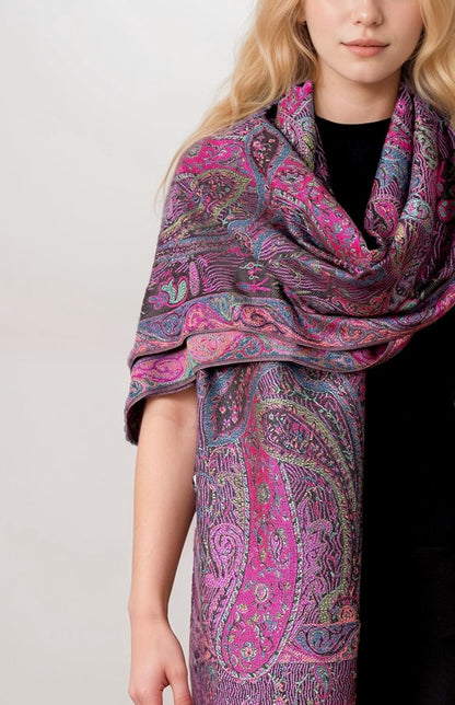 Plum Feathers Metallic Tapestry