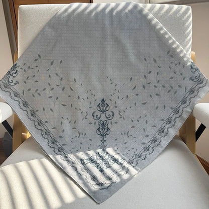 Premium Baroque Print Square Hijab Vintage Damask Voile Scarf for Women