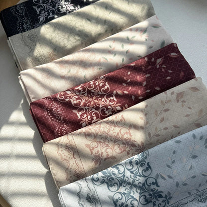 Premium Baroque Print Square Hijab Vintage Damask Voile Scarf for Women