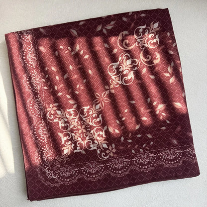 Premium Baroque Print Square Hijab Vintage Damask Voile Scarf for Women