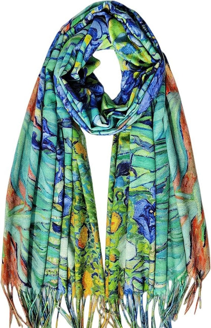 Reversible Soft Cashmere Feel Scarf - Large Shawl Wrap Double-side Art Print OEM