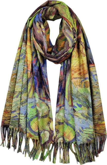 Reversible Soft Cashmere Feel Scarf - Large Shawl Wrap Double-side Art Print OEM