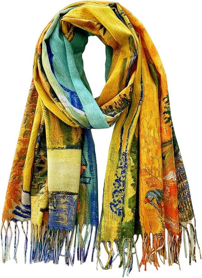 Reversible Soft Cashmere Feel Scarf - Large Shawl Wrap Double-side Art Print OEM