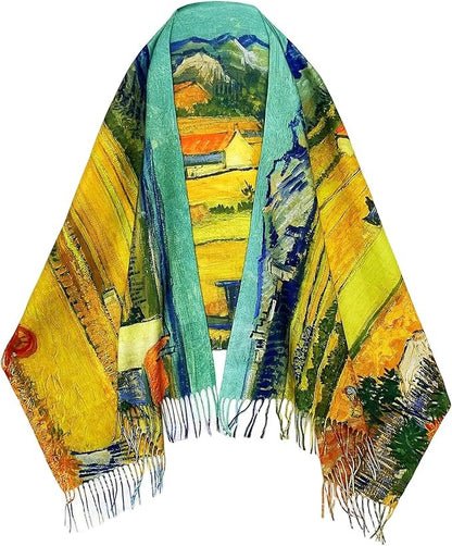 Reversible Soft Cashmere Feel Scarf - Large Shawl Wrap Double-side Art Print OEM