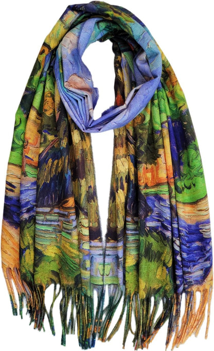 Reversible Soft Cashmere Feel Scarf - Large Shawl Wrap Double-side Art Print OEM