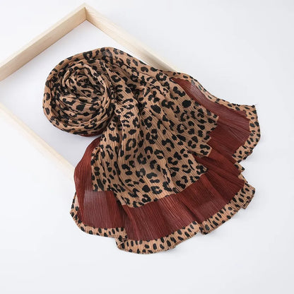 Saudi Arabia Head Covering Leopard Print Hijab Scarf for Sunscreen Women