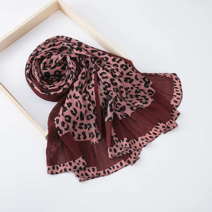 Saudi Arabia Head Covering Leopard Print Hijab Scarf for Sunscreen Women