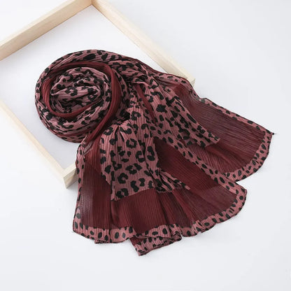 Saudi Arabia Head Covering Leopard Print Hijab Scarf for Sunscreen Women