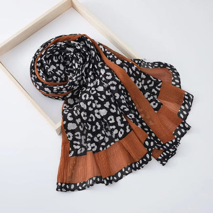 Saudi Arabia Head Covering Leopard Print Hijab Scarf for Sunscreen Women