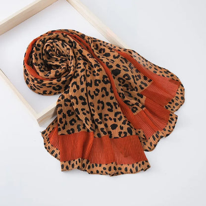 Saudi Arabia Head Covering Leopard Print Hijab Scarf for Sunscreen Women
