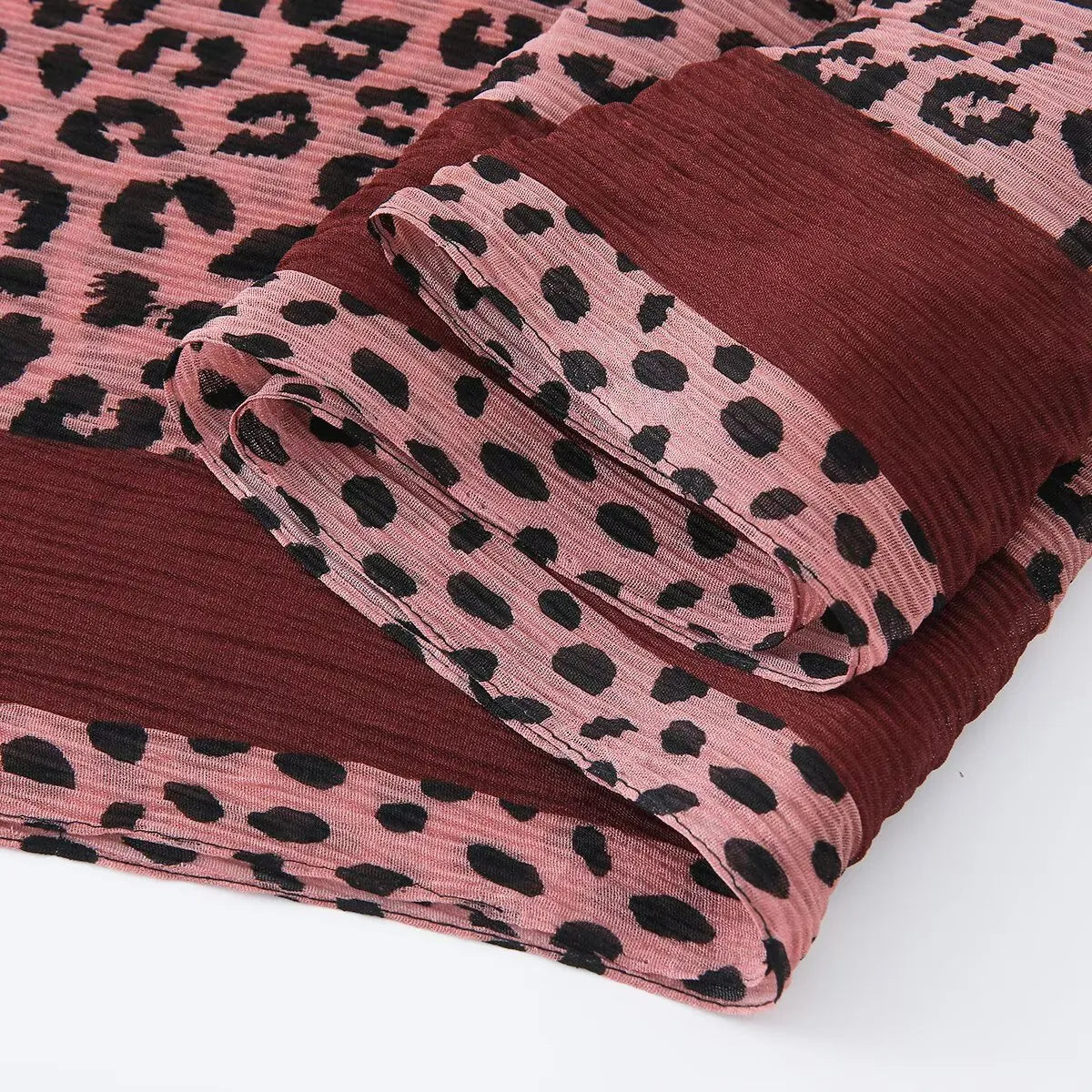 Saudi Arabia Head Covering Leopard Print Hijab Scarf for Sunscreen Women