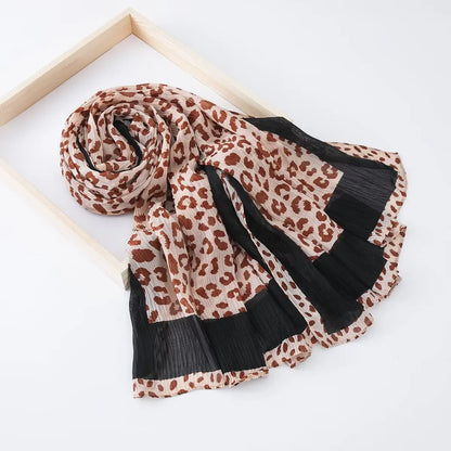 Saudi Arabia Head Covering Leopard Print Hijab Scarf for Sunscreen Women