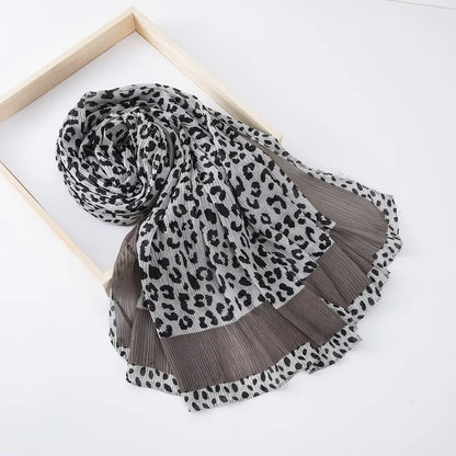 Saudi Arabia Head Covering Leopard Print Hijab Scarf for Sunscreen Women