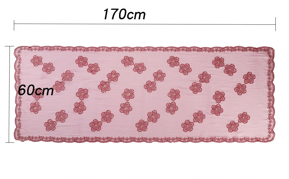 Sequin Embroidered Hijab Scarf Scalloped Lace Edge Muslim Women Elegant Shimmer Shawl