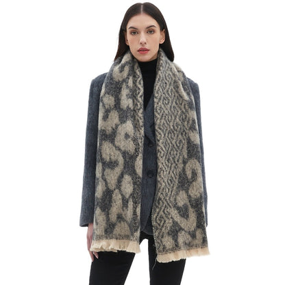 Tie-Dye Leopard Lightweight Tassel Shawl Scarf
