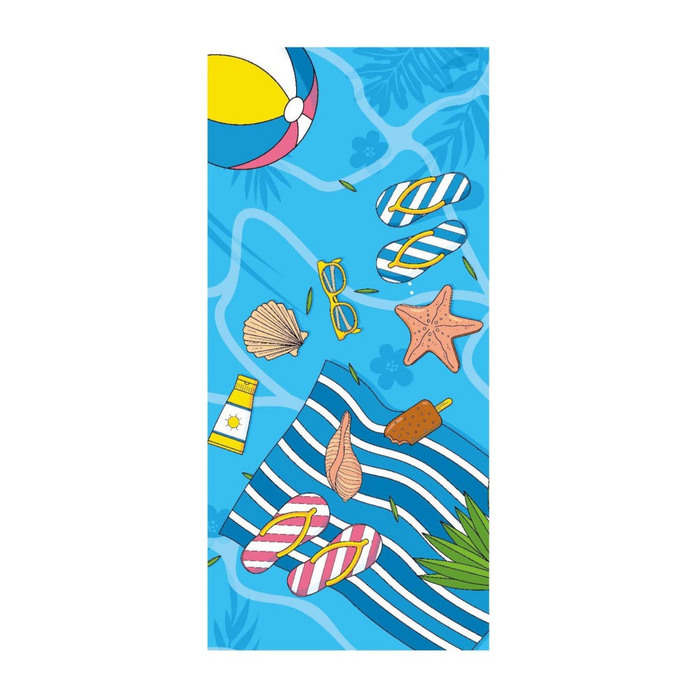 blue flip flop beach towel