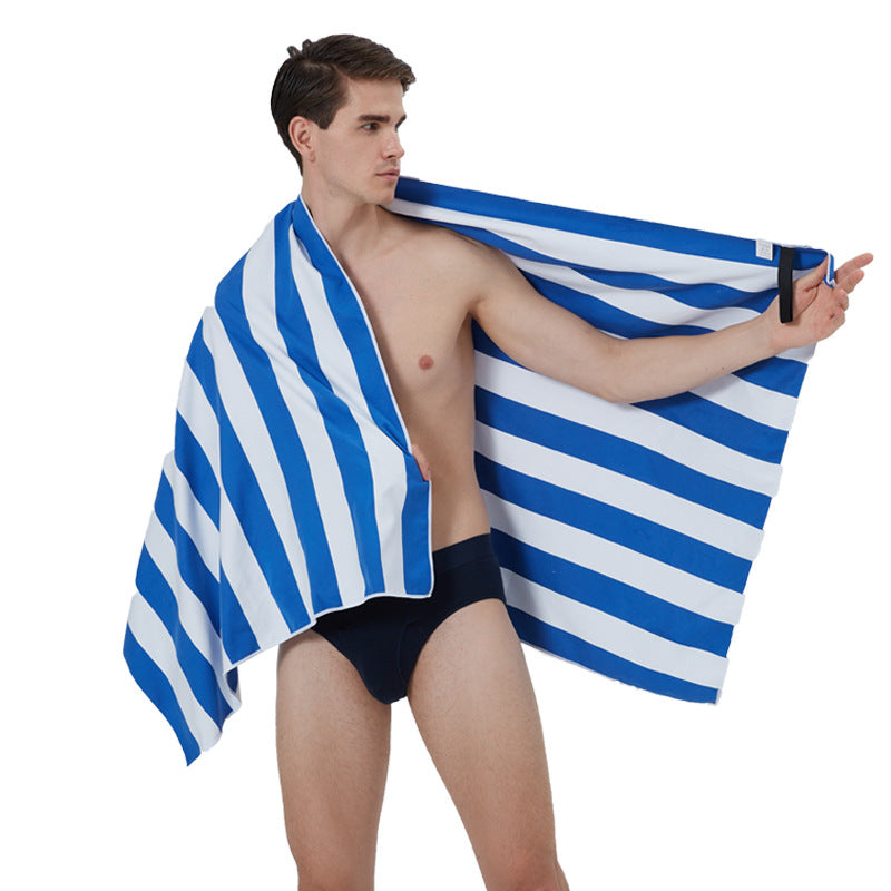 blue stripe beach towel