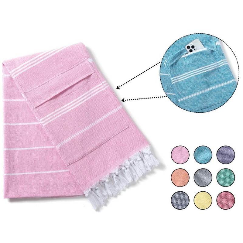 Online wholesale Quick dry Turkish Hammam beach towel with invisible zipper