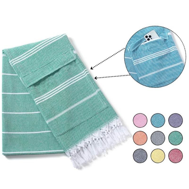 Online wholesale Quick dry Turkish Hammam beach towel with invisible zipper