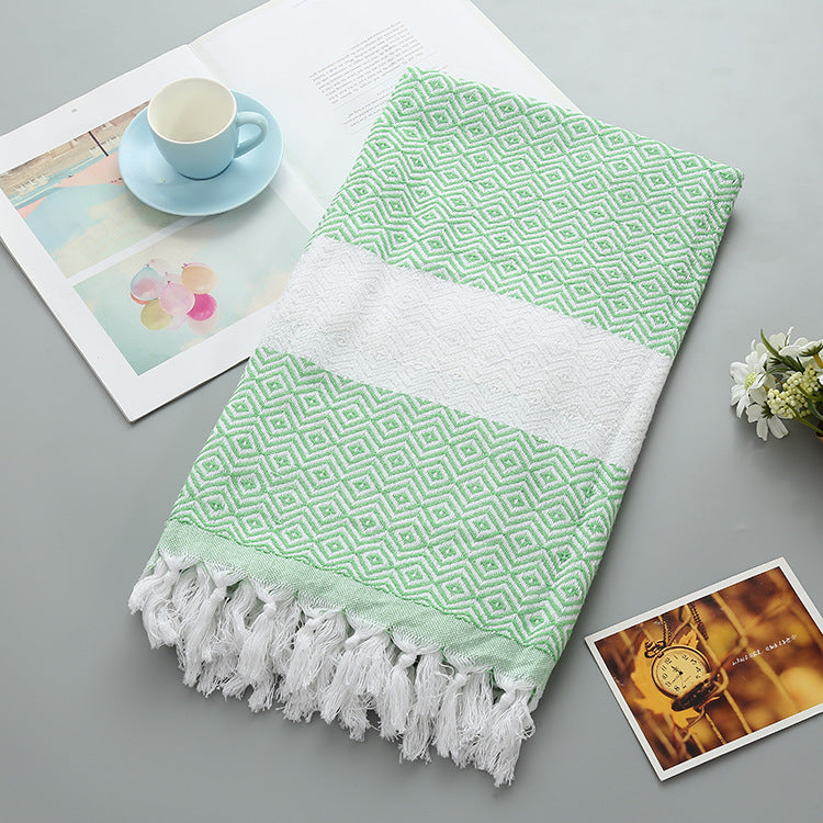 Beach Towel Supplier Turkish Fringe Diamond bath Towel - jacquard diamond shape