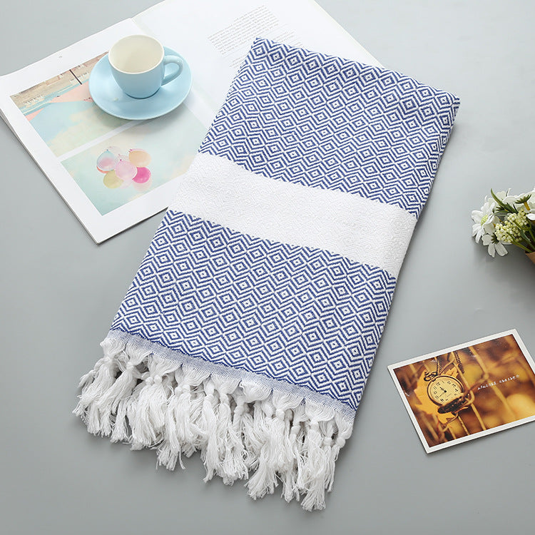 Beach Towel Supplier Turkish Fringe Diamond bath Towel - jacquard diamond shape