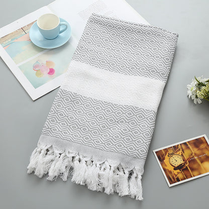 Beach Towel Supplier Turkish Fringe Diamond bath Towel - jacquard diamond shape