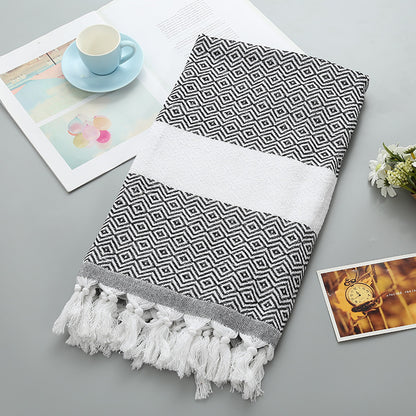 Beach Towel Supplier Turkish Fringe Diamond bath Towel - jacquard diamond shape