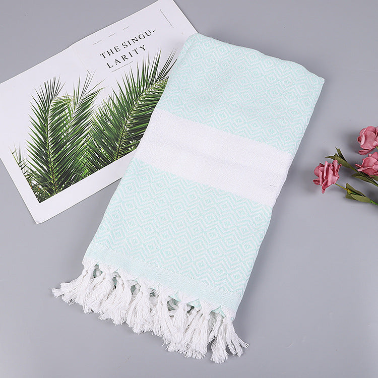 Beach Towel Supplier Turkish Fringe Diamond bath Towel - jacquard diamond shape