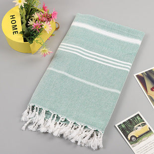 Wholesale customized cotton striped fringe Turkish sand free beach towel