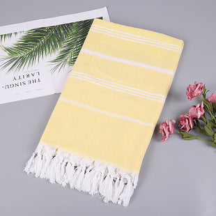 Wholesale customized cotton striped fringe Turkish sand free beach towel