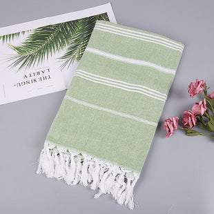 Wholesale customized cotton striped fringe Turkish sand free beach towel