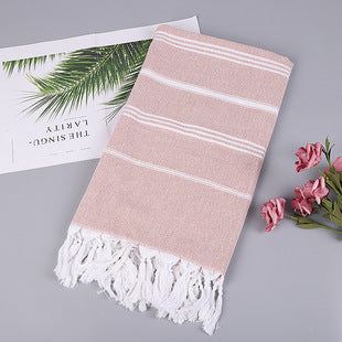 Wholesale customized cotton striped fringe Turkish sand free beach towel