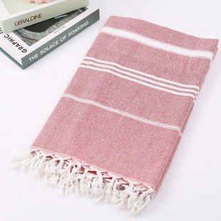 Wholesale customized cotton striped fringe Turkish sand free beach towel