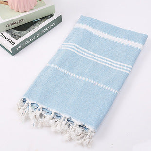 Wholesale customized cotton striped fringe Turkish sand free beach towel