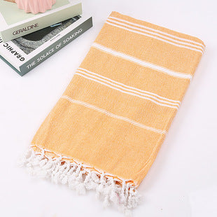 Wholesale customized cotton striped fringe Turkish sand free beach towel