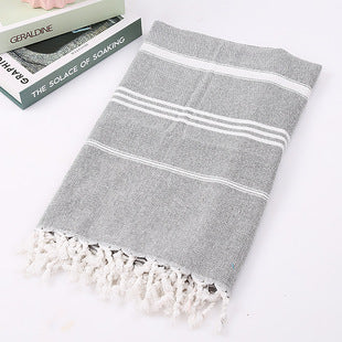 Wholesale customized cotton striped fringe Turkish sand free beach towel