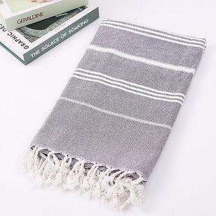 Wholesale customized cotton striped fringe Turkish sand free beach towel